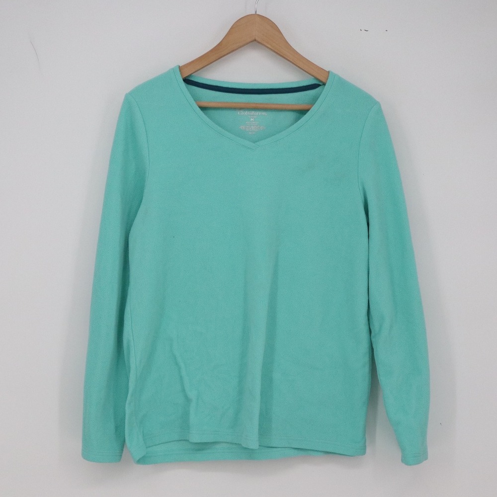 Croft & Barrow Pajama Top Womens M Intimates Teal Fleece V-Neck Excellent